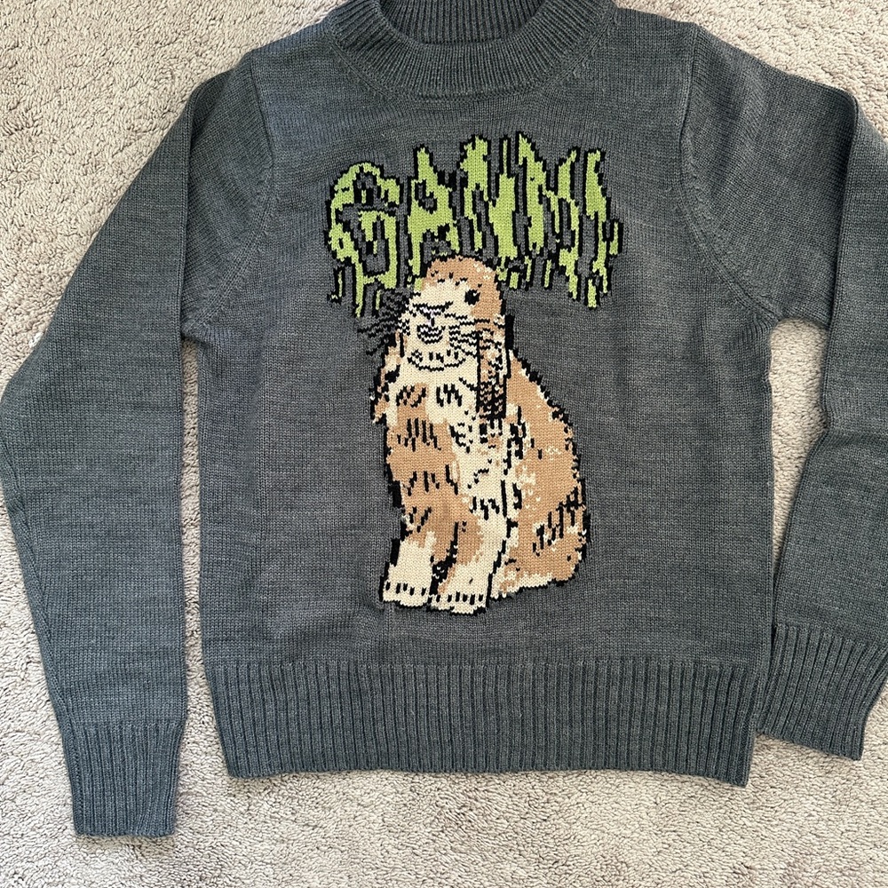 Ganni Gray Sweater with Graphic Design